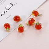 Crystal Persimmon Orange Fruit Pendant Charms 2pcs