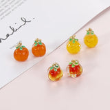 Crystal Persimmon Orange Fruit Pendant Charms 2pcs