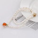 Crystal Persimmon Orange Fruit Pendant Charms 2pcs