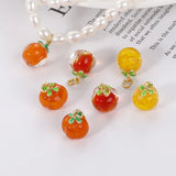 Crystal Persimmon Orange Fruit Pendant Charms 2pcs
