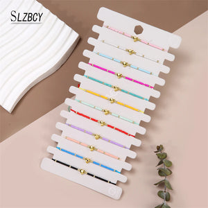 Glass Seed Beads Love Pendant Bracelets Heart Adjustable Jewelry 12pcs/set