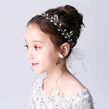 Silver Flower Headband Crystal Pearl Wedding Hair Jewelry