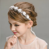 Silver Flower Headband Crystal Pearl Wedding Hair Jewelry