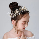 Silver Flower Headband Crystal Pearl Wedding Hair Jewelry