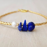 Gold Rice Beads Bracelet with Natural Stone Embellishment
