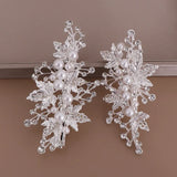 Golden/Silver Rhinestones Pearl Leaf Hair Clip Barrettes