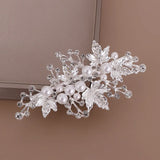 Golden/Silver Rhinestones Pearl Leaf Hair Clip Barrettes