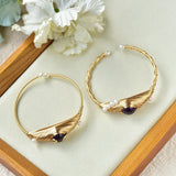 Vintage Amethyst Pearl Bangle Bracelet