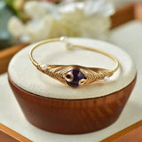 Vintage Amethyst Pearl Bangle Bracelet