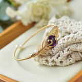 Vintage Amethyst Pearl Bangle Bracelet