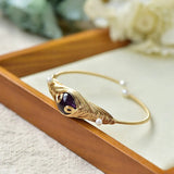Vintage Amethyst Pearl Bangle Bracelet
