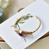 Vintage Amethyst Pearl Bangle Bracelet