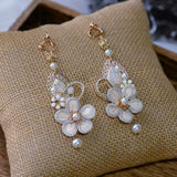 Baroque Rhinestone Clip Earrings Retro Prom Jewelry