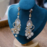 Baroque Rhinestone Clip Earrings Retro Prom Jewelry