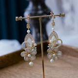 Baroque Rhinestone Clip Earrings Retro Prom Jewelry