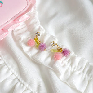 Pink Gradient Bear Earrings Soft Girl Ear Studs