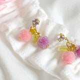 Pink Gradient Bear Earrings Soft Girl Ear Studs