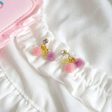 Pink Gradient Bear Earrings Soft Girl Ear Studs