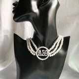 Greek Sorority Pearl Necklace and Earring Set for Women