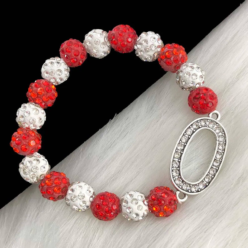 Greek Sorority Disco Ball Beads Number Charms Bracelet Jewelry