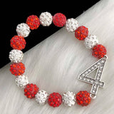 Greek Sorority Disco Ball Beads Number Charms Bracelet Jewelry