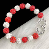 Greek Sorority Disco Ball Beads Number Charms Bracelet Jewelry
