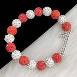 Greek Sorority Disco Ball Beads Number Charms Bracelet Jewelry