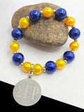 Greek Sorority SGR Yellow Pearl Stainless Steel Pendant Charm Bracelet