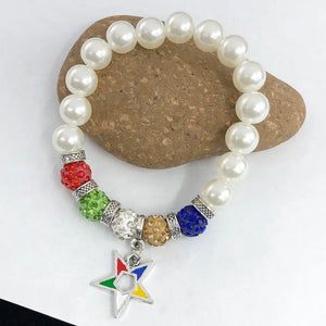 Greek Sorority Pearl Order of The Eastern Star Charm Bracelet