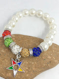 Greek Sorority Pearl Order of The Eastern Star Charm Bracelet