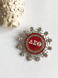 Greek Sorority Metal Letter Stone Brooch Charms Jewelry