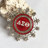 Greek Sorority Metal Letter Stone Brooch Charms Jewelry