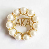 Greek Sorority Letter Logo Pearl Stone Brooch
