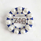 Greek Sorority Letter Logo Pearl Stone Brooch