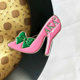 Greek Sorority Letter Logo Pink Green Bowknot Stone Brooch Charms