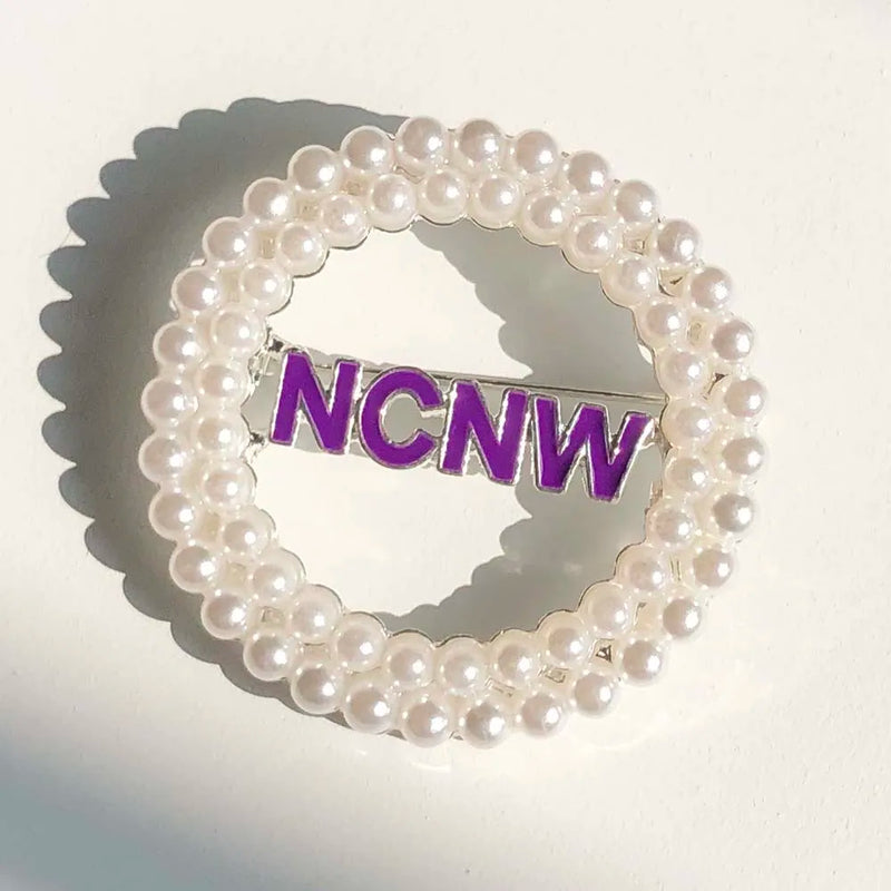 Greek Sorority Letter NCNW Rotundity Pearl Brooch Charms Women Jewellry