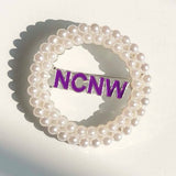 Greek Sorority Letter NCNW Rotundity Pearl Brooch Charms Women Jewellry