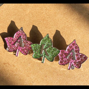 Greek Sorority Letter Maple Leaf Rhinestone Brooch Charms