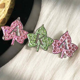 Greek Sorority Letter Maple Leaf Rhinestone Brooch Charms