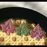 Greek Sorority Letter Maple Leaf Rhinestone Brooch Charms