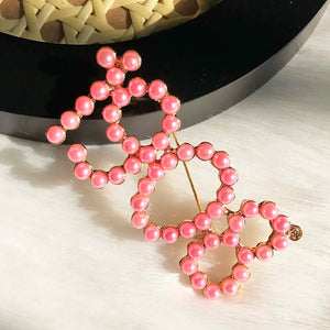 Greek Sorority Letter Pink Green Pearl Brooch Charms Women Jewellry