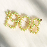 Greek Sorority Letter Pink Green Pearl Brooch Charms Women Jewellry