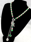 Greek Sorority Pendant Necklace Baroque Bead Jewelry