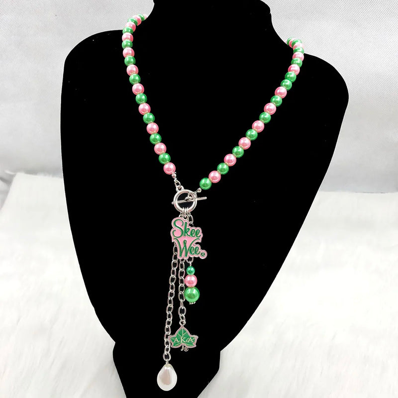 Greek Sorority Pendant Necklace Baroque Bead Jewelry
