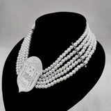 Greek Sorority ZPB 1920 Shield Pearl Necklace Jewelry