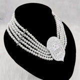 Greek Sorority ZPB 1920 Shield Pearl Necklace Jewelry