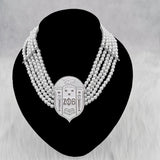Greek Sorority ZPB 1920 Shield Pearl Necklace Jewelry