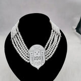 Greek Sorority ZPB 1920 Shield Pearl Necklace Jewelry