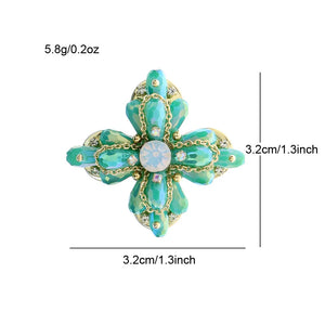 Green Cross Brooch Pin for Women