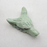 Green Turquoise Wolf Head Pendant Bead 34x25x11mm